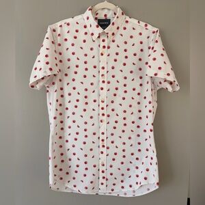 Bonobos Men's Shirt with Red Pattern on White